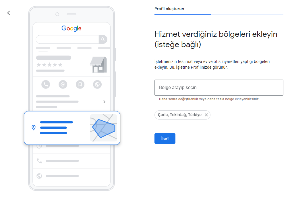 google işletme bölgesi