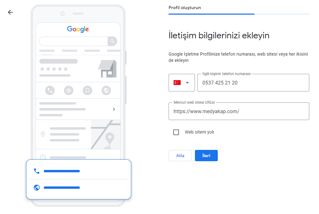 google işletme doğrulama sayfası